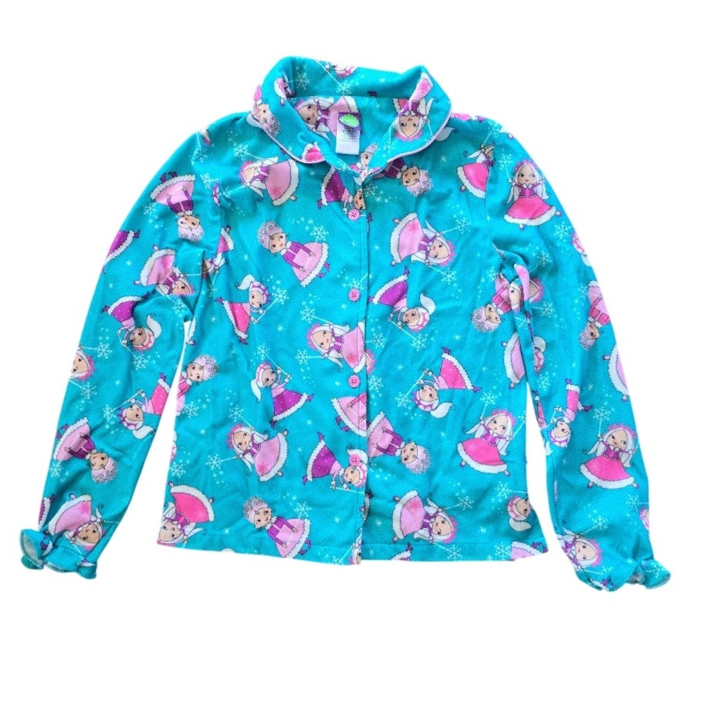Dollie & Me Pajama Set Kids Size 14 Teal Blue Pink Doll Snowflake Fleece Cozy - Picture 6 of 13